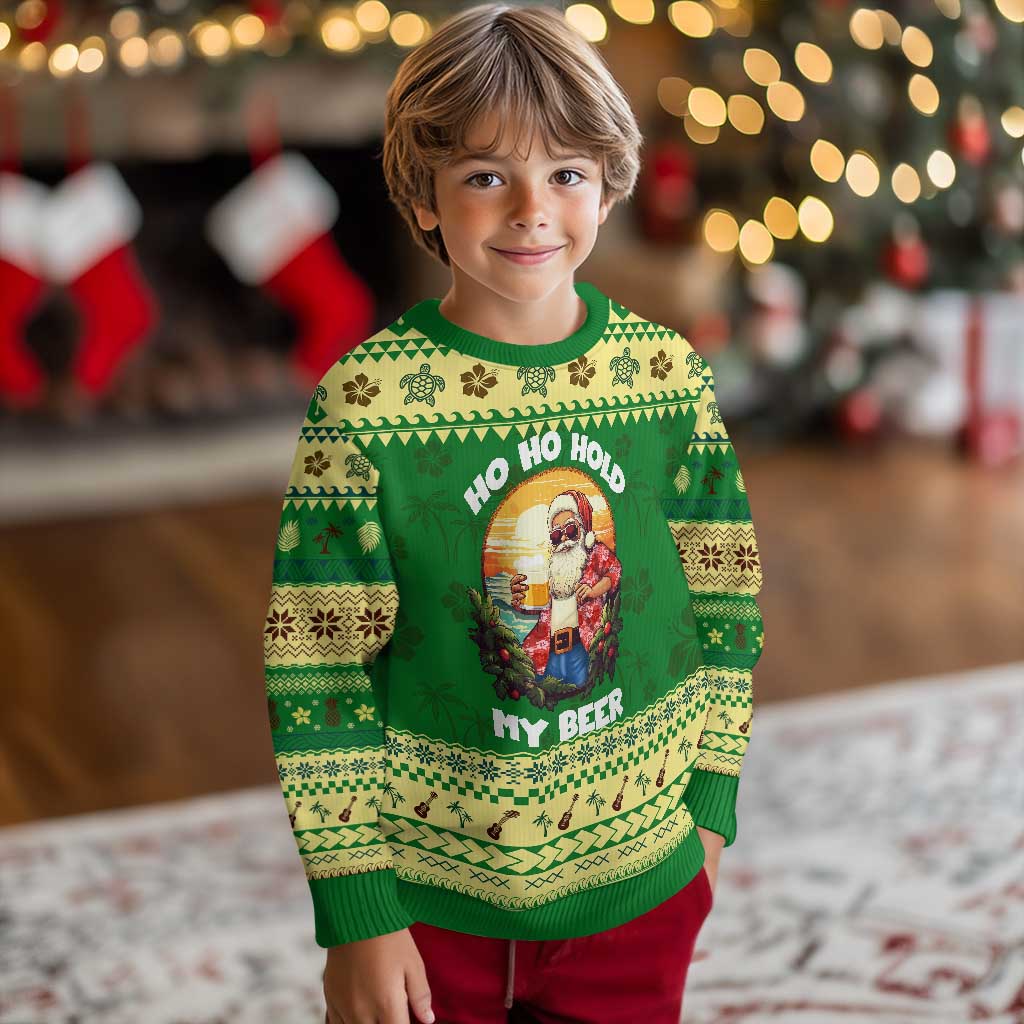 Xmas In Hawaii Ugly Christmas Sweater Ho Ho Hold My Beer Cool Santa Sunglass - Wonder Print Shop