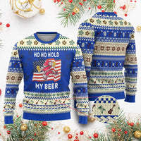 Xmas In Hawaii Ugly Christmas Sweater Ho Ho Hold My Beer Drunk Santa USA Flag - Wonder Print Shop