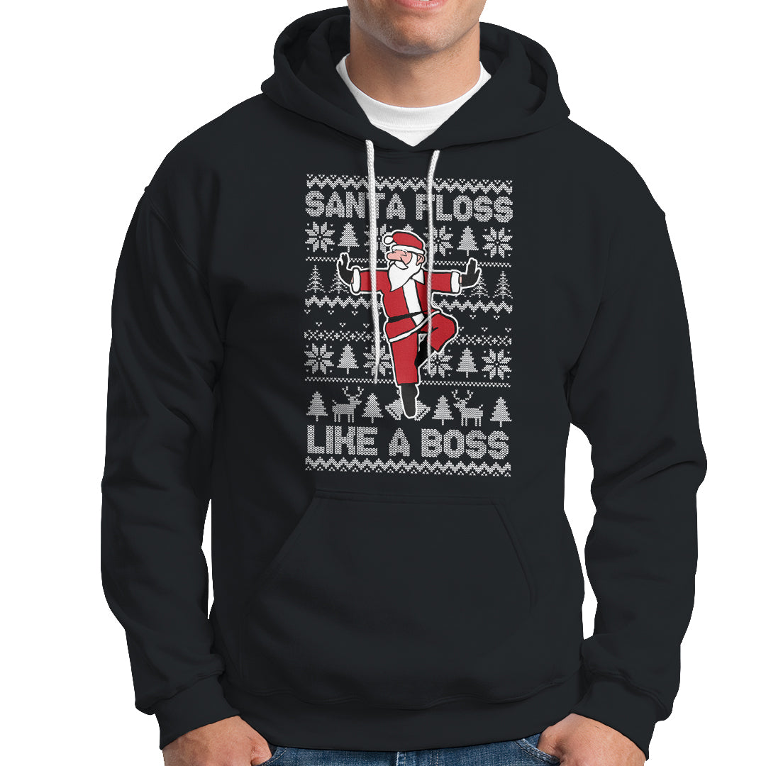 Christmas Hoodie Santa Floss Like A Boss Funny Dancing - Wonder Print Shop