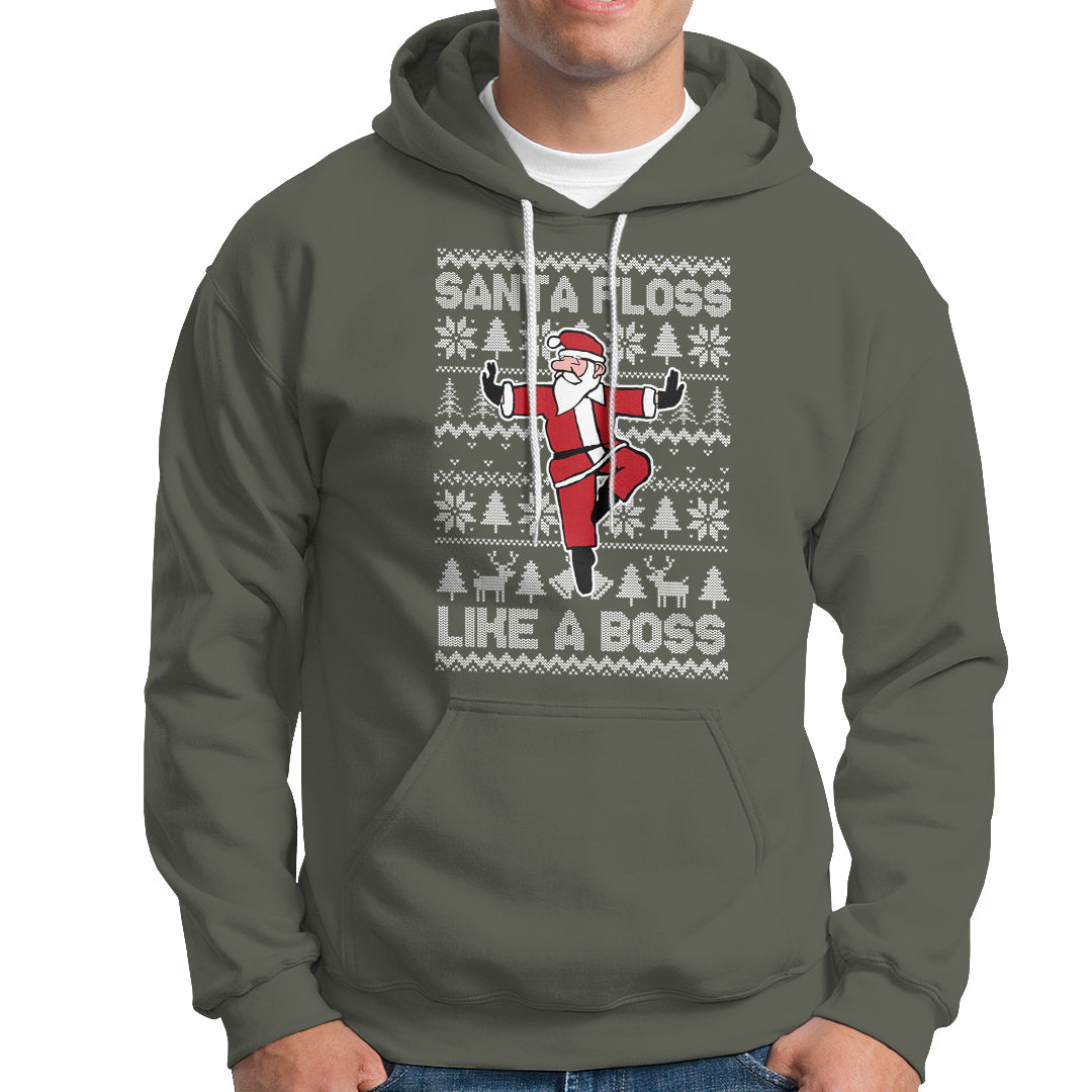 Christmas Hoodie Santa Floss Like A Boss Funny Dancing - Wonder Print Shop