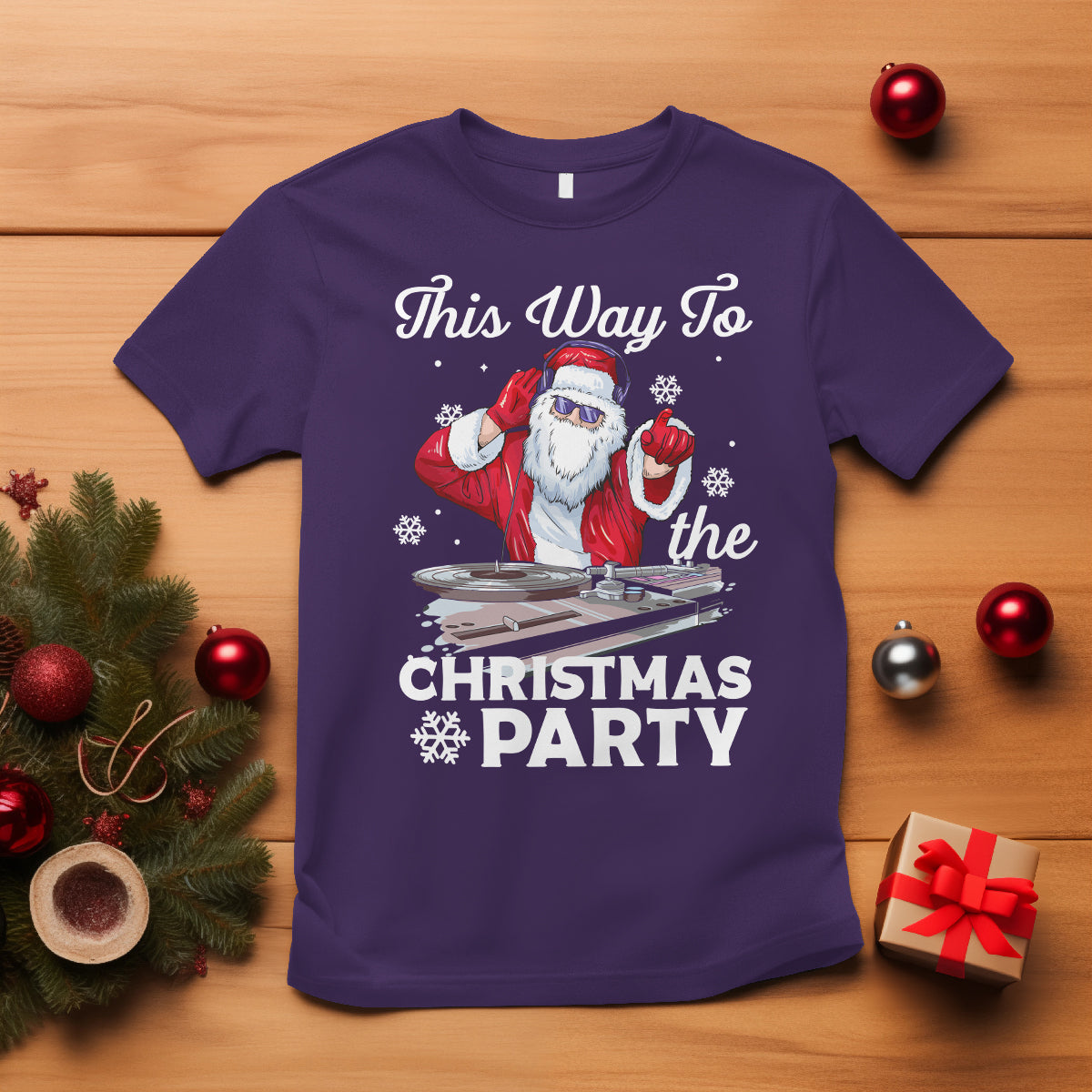 This Way to The Christmas Party Cool Santa DJ T Shirt - Wonder Print Shop