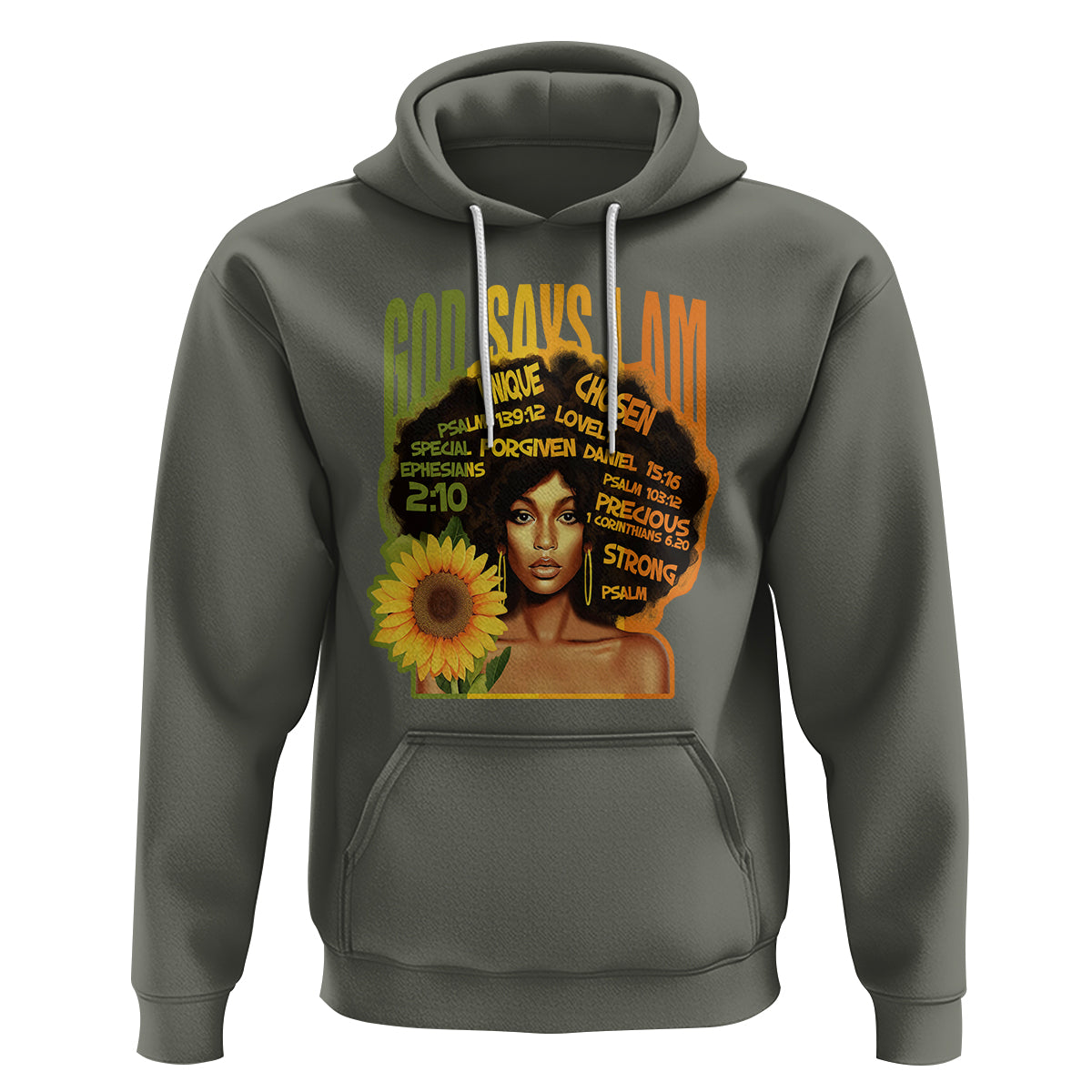 God Says I Am Melanin Strong Unique Black Women Sunflower Hoodie - Wonder Print Shop