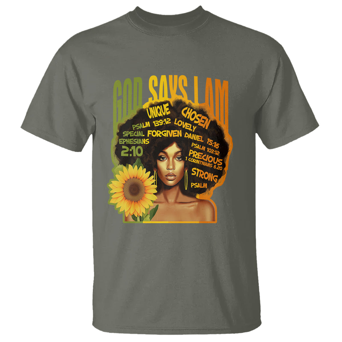 God Says I Am Melanin Strong Unique Black Women Sunflower T Shirt - Wonder Print Shop