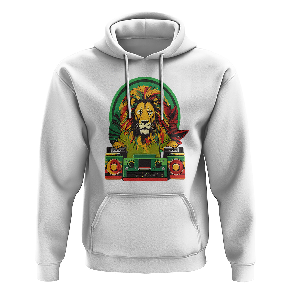 Rasta Reggae Music Headphones Jamaican Pride Lion Boombox Hoodie - Wonder Print Shop