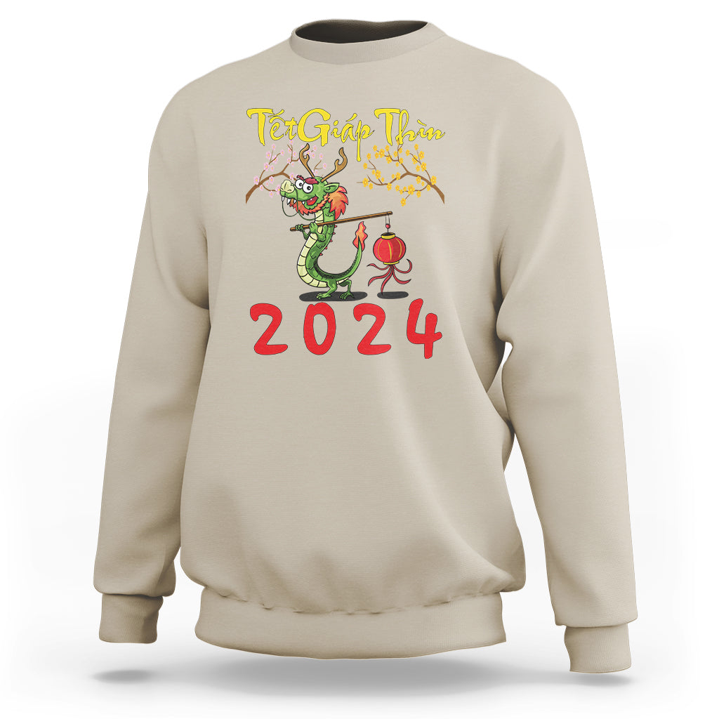 Vietnamese Lunar New Year Sweatshirt Tet Giap Thin Dragon Year 2024 Chuc Mung Nam Moi - Wonder Print Shop