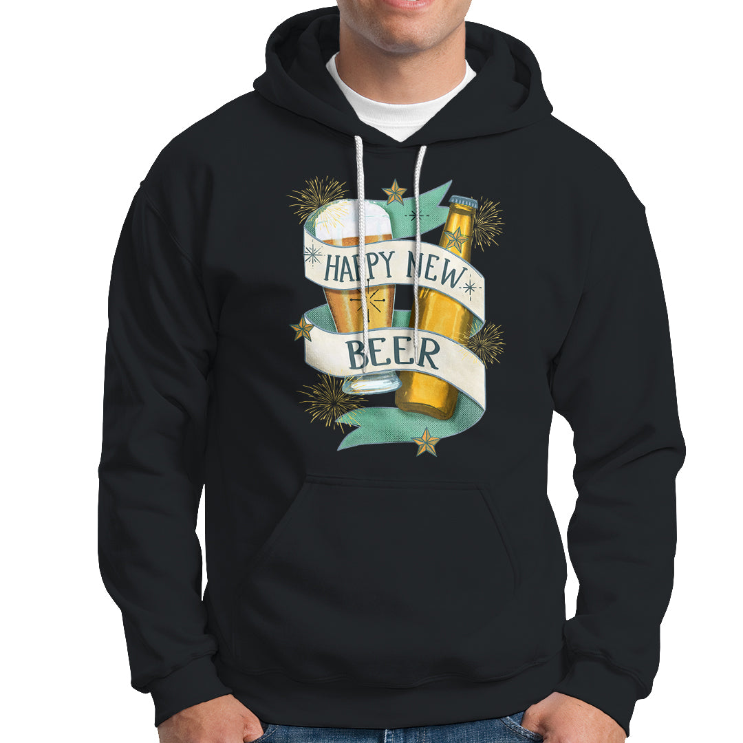 Happy New Beers Funny New Year Eve NYE Party Beer Lover Hoodie - Wonder Print Shop