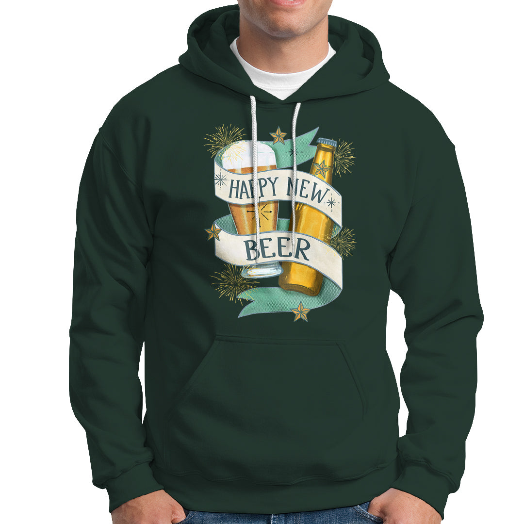Happy New Beers Funny New Year Eve NYE Party Beer Lover Hoodie - Wonder Print Shop