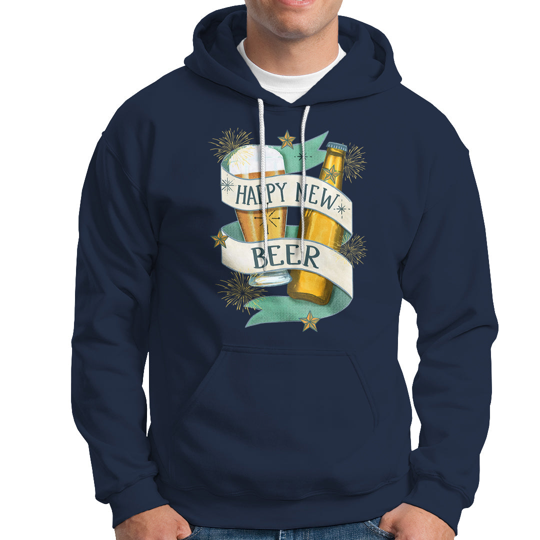 Happy New Beers Funny New Year Eve NYE Party Beer Lover Hoodie - Wonder Print Shop