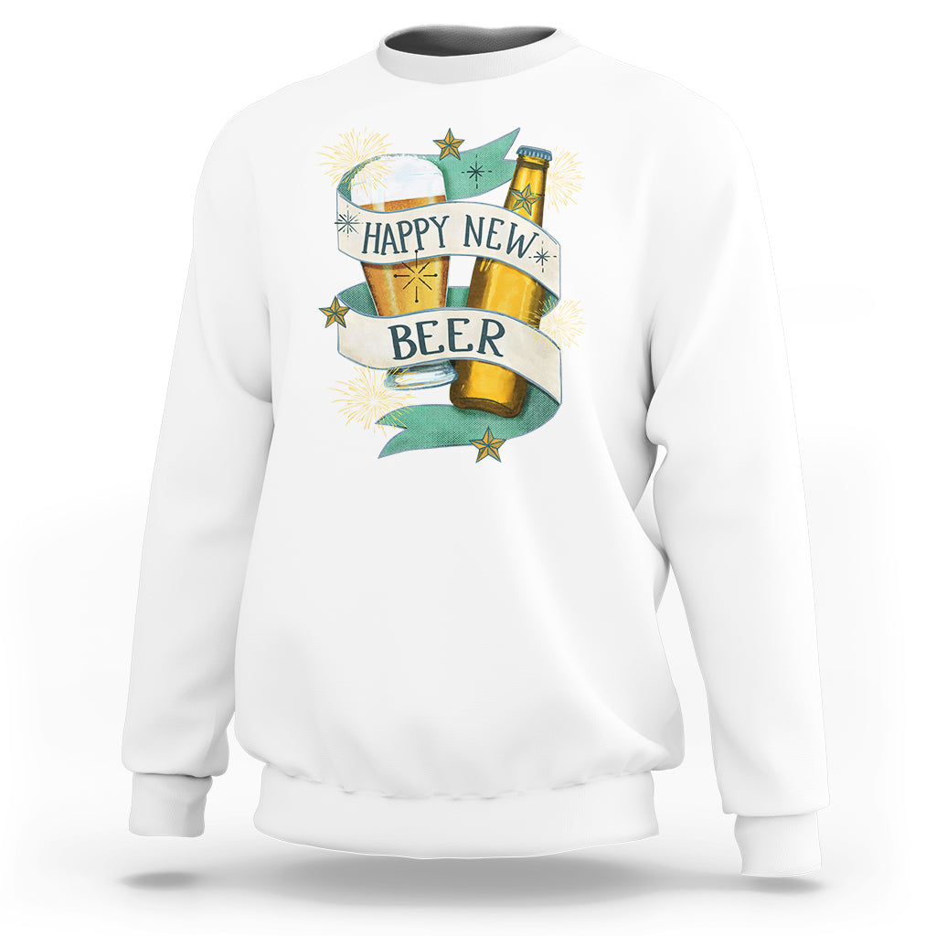 Happy New Beers Funny New Year Eve NYE Party Beer Lover Sweatshirt - Wonder Print Shop