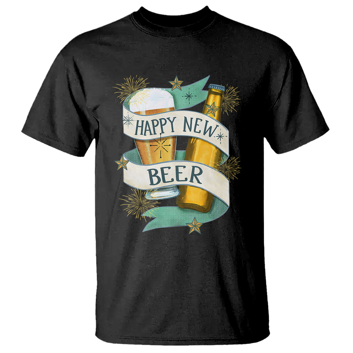 Happy New Beers Funny New Year Eve NYE Party Beer Lover T Shirt - Wonder Print Shop