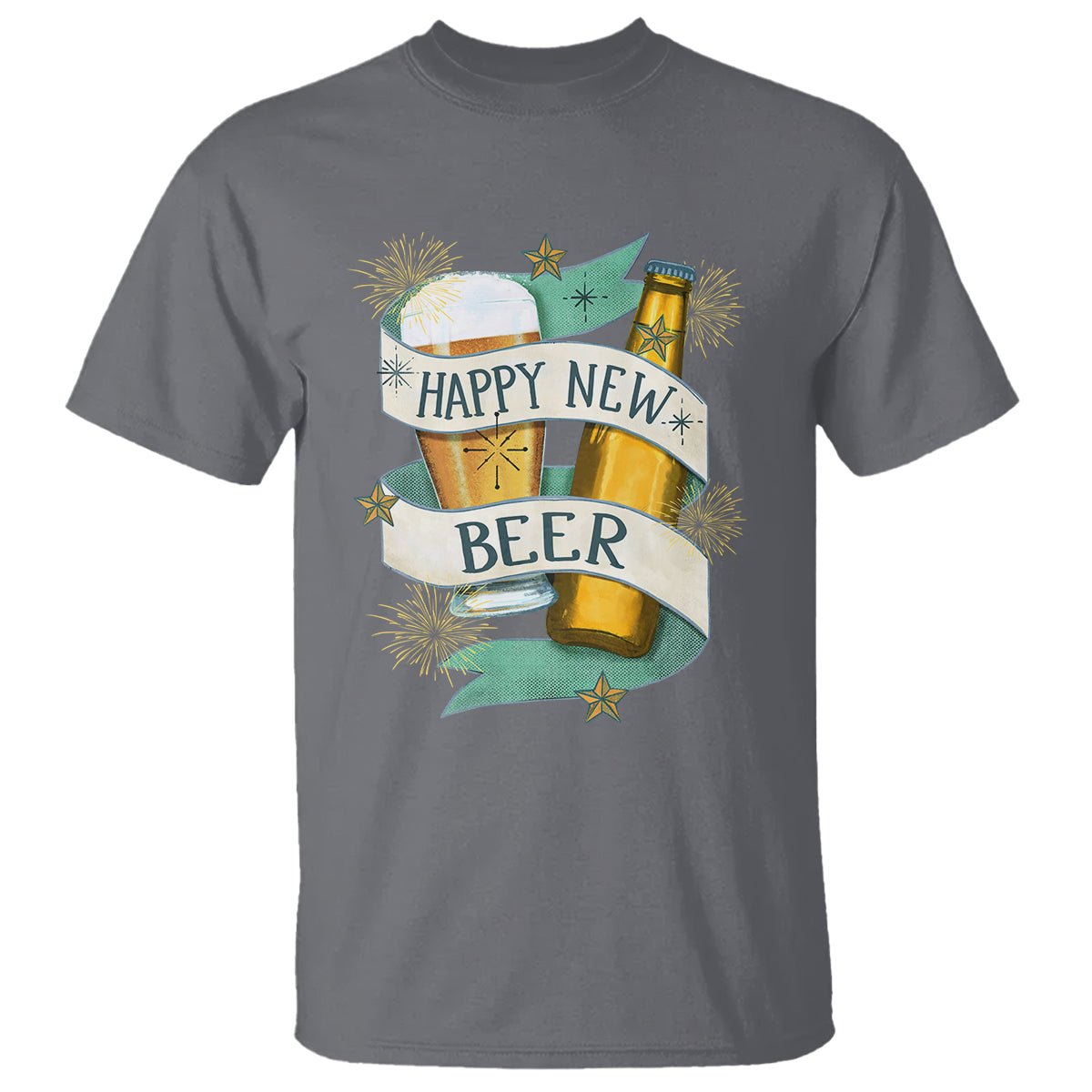 Happy New Beers Funny New Year Eve NYE Party Beer Lover T Shirt - Wonder Print Shop