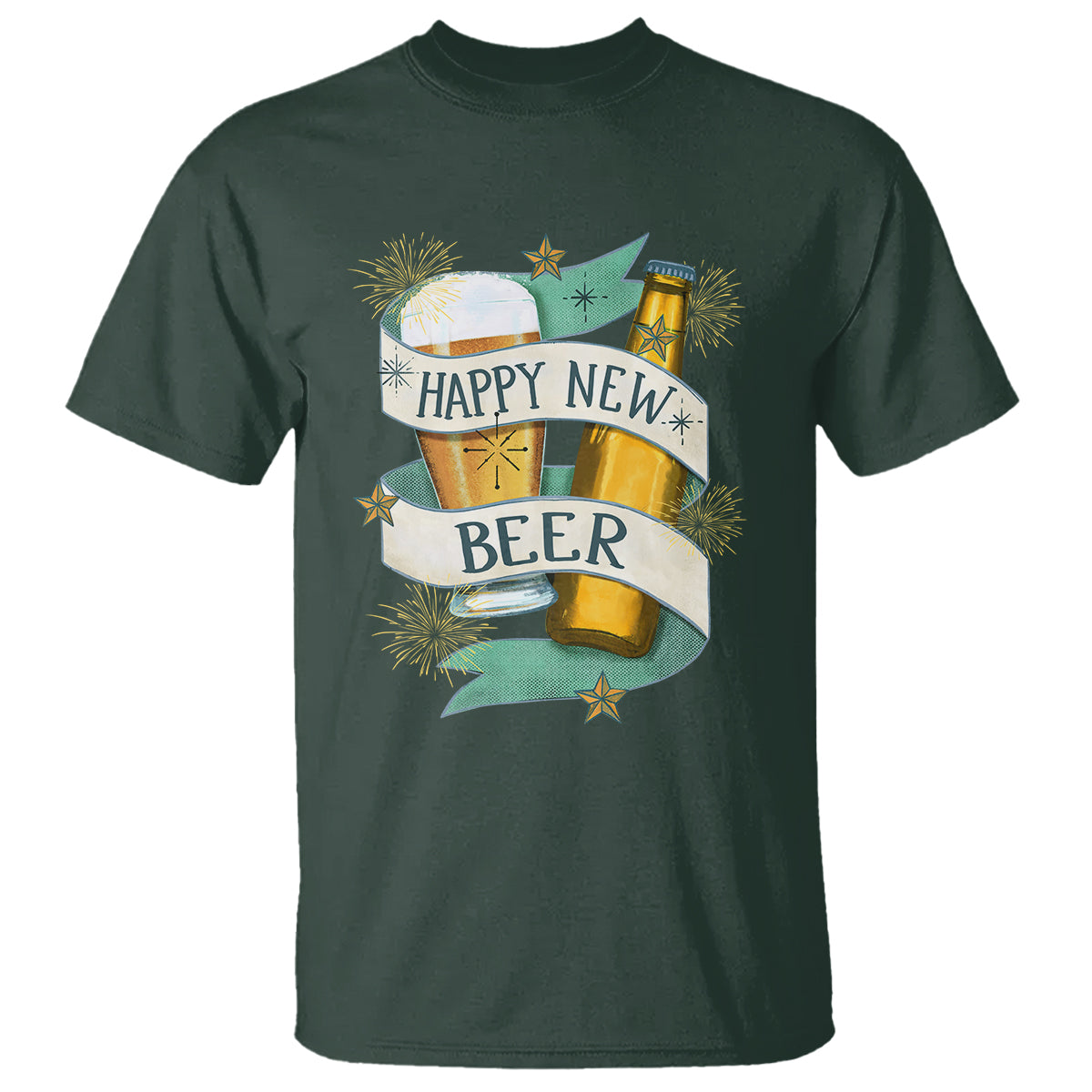 Happy New Beers Funny New Year Eve NYE Party Beer Lover T Shirt - Wonder Print Shop