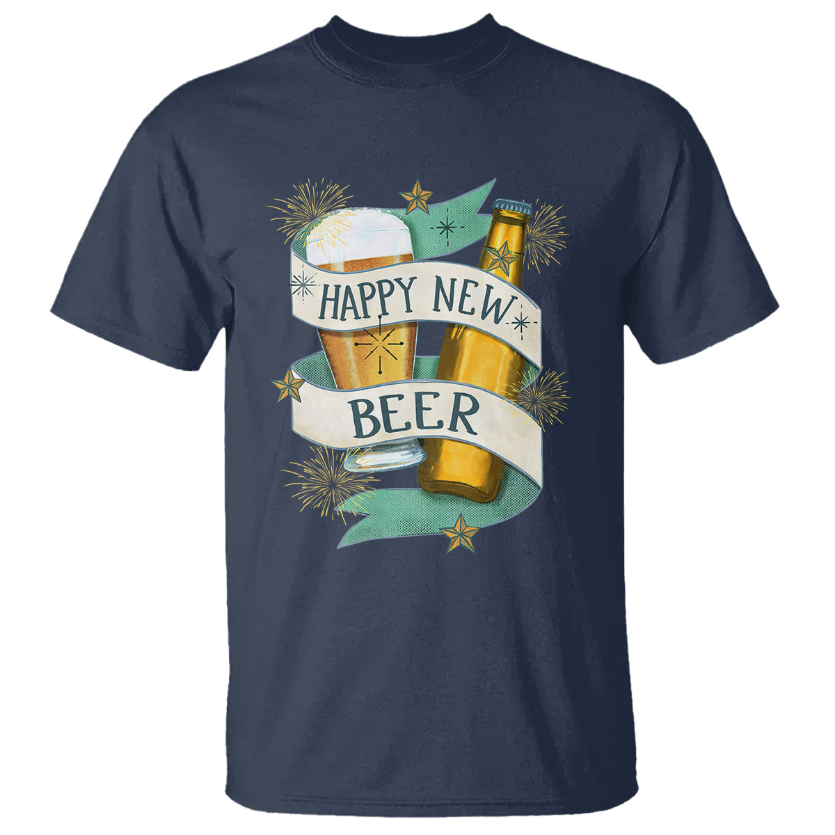 Happy New Beers Funny New Year Eve NYE Party Beer Lover T Shirt - Wonder Print Shop