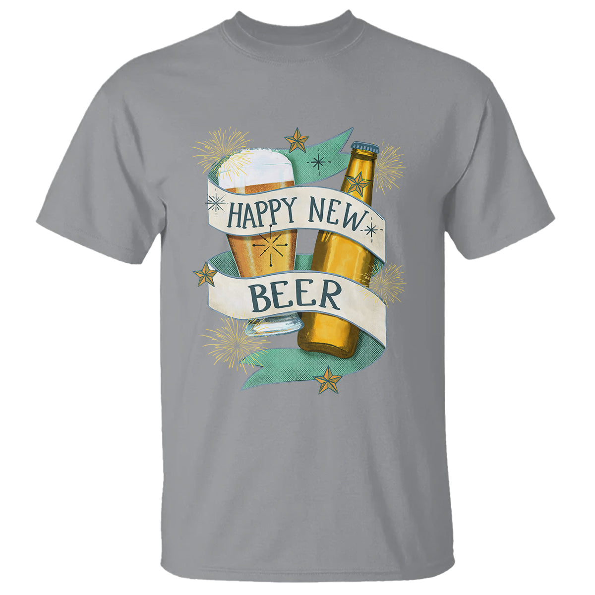 Happy New Beers Funny New Year Eve NYE Party Beer Lover T Shirt - Wonder Print Shop