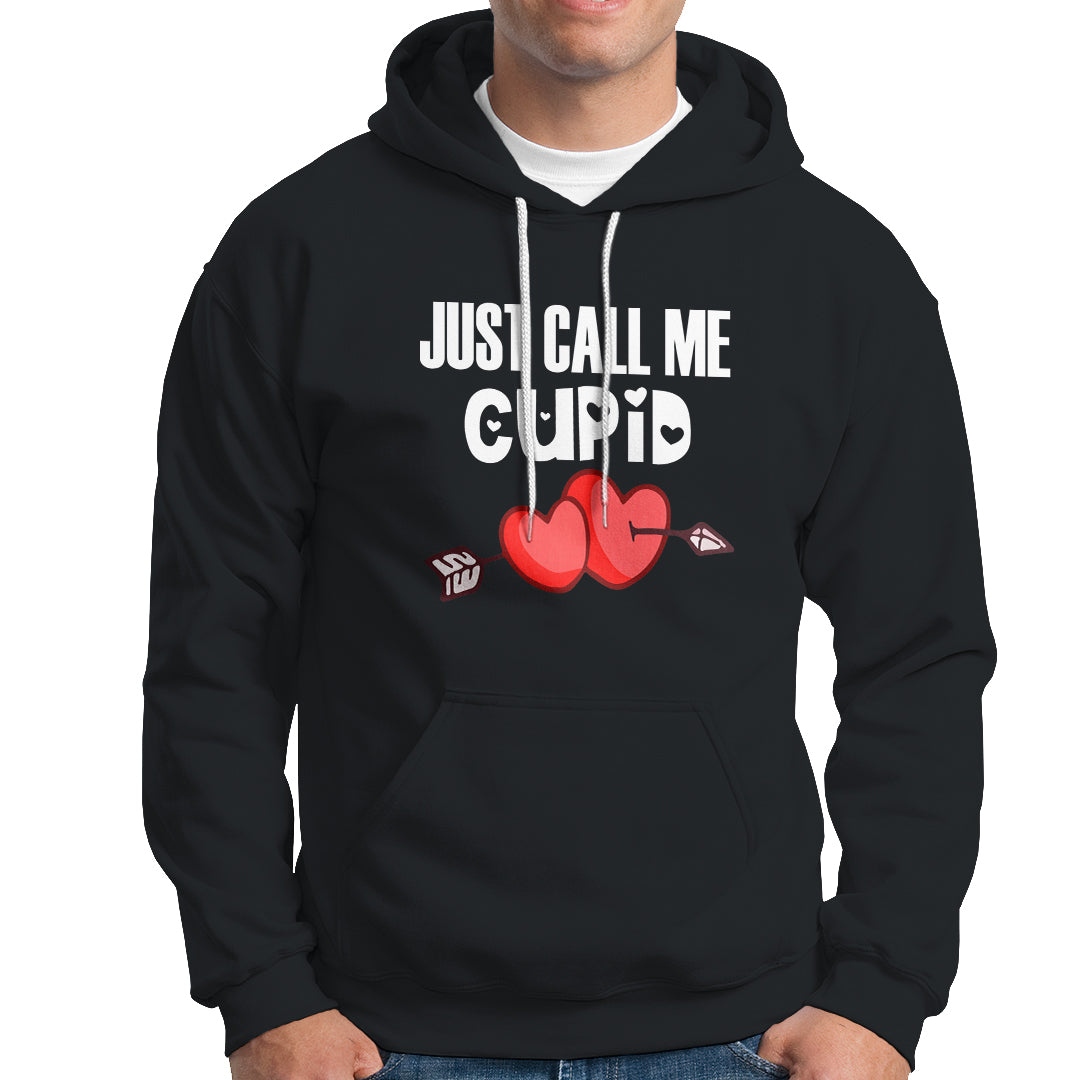 Valentine's Day Hoodie Just Call Me Cupid Retro Arrow Heart - Wonder Print Shop