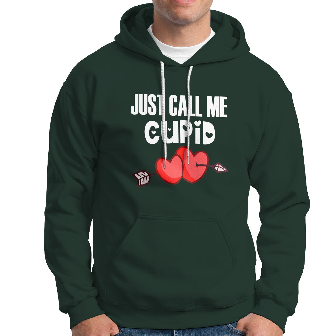 Valentine's Day Hoodie Just Call Me Cupid Retro Arrow Heart - Wonder Print Shop