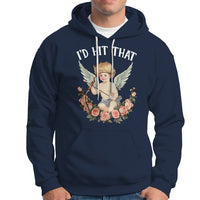 Valentine's Day Hoodie I'd Hit That Cupid Vintage Art Rose - Wonder Print Shop