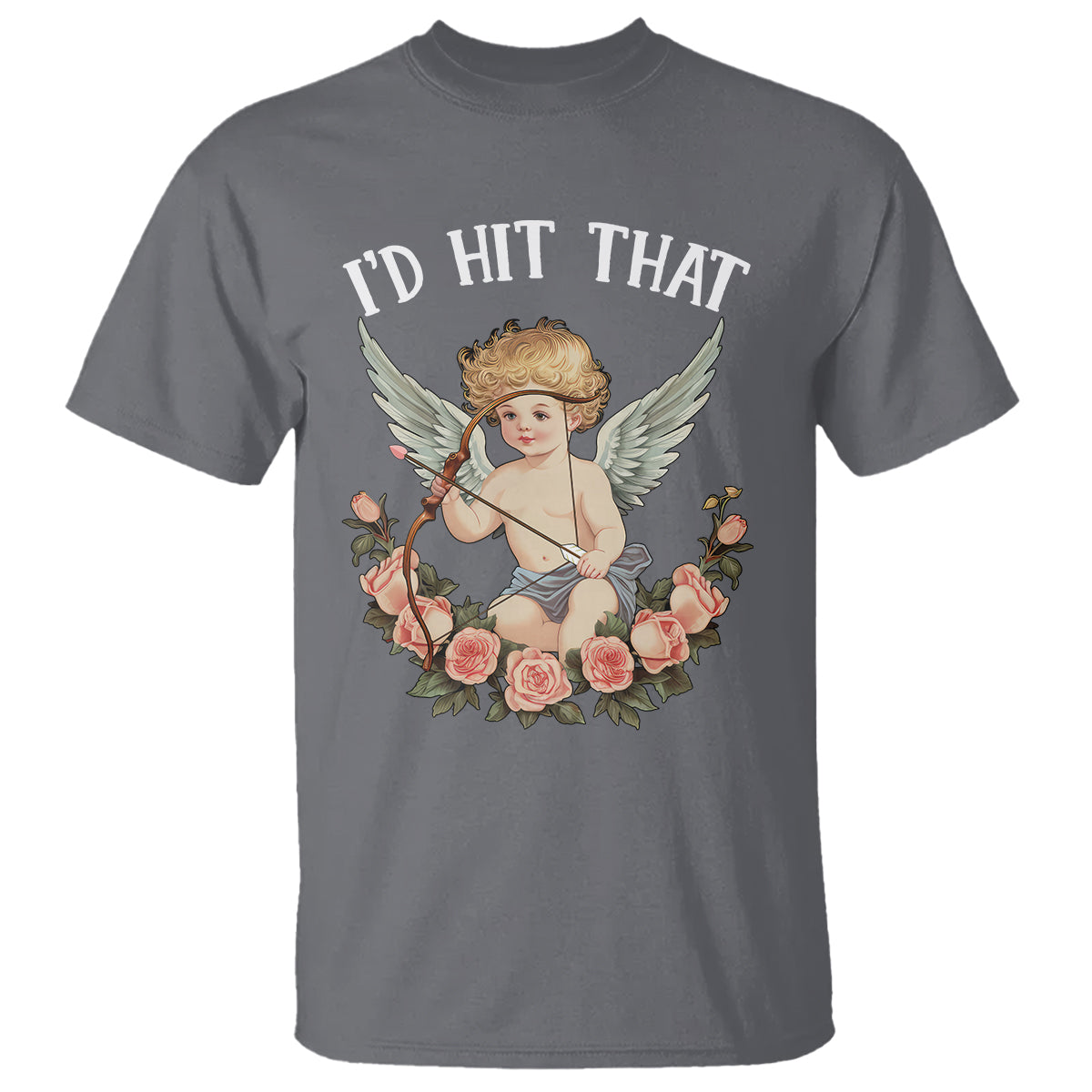 Valentine's Day T Shirt I'd Hit That Cupid Vintage Art Rose - Wonder Print Shop