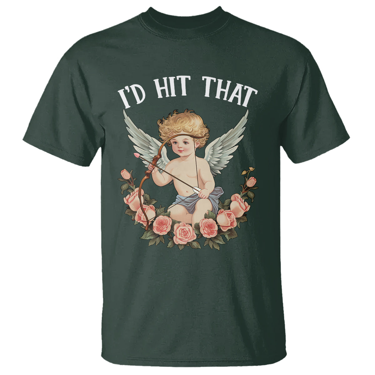 Valentine's Day T Shirt I'd Hit That Cupid Vintage Art Rose - Wonder Print Shop