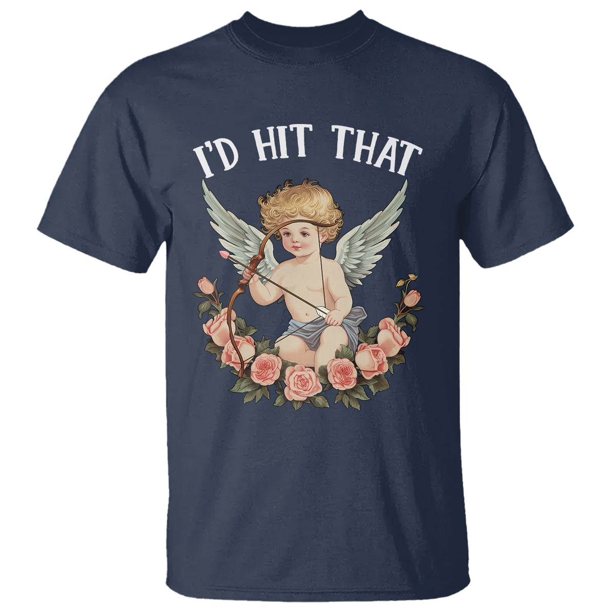 Valentine's Day T Shirt I'd Hit That Cupid Vintage Art Rose - Wonder Print Shop