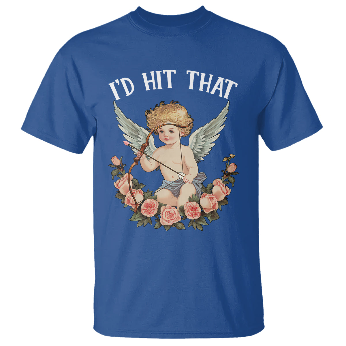 Valentine's Day T Shirt I'd Hit That Cupid Vintage Art Rose - Wonder Print Shop