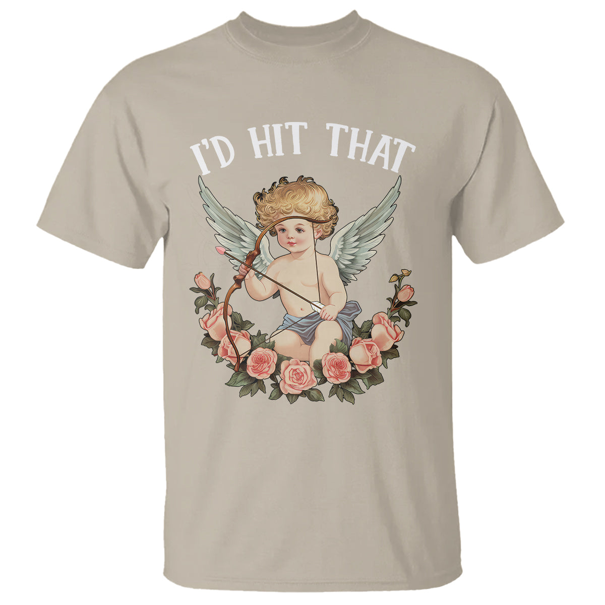 Valentine's Day T Shirt I'd Hit That Cupid Vintage Art Rose - Wonder Print Shop