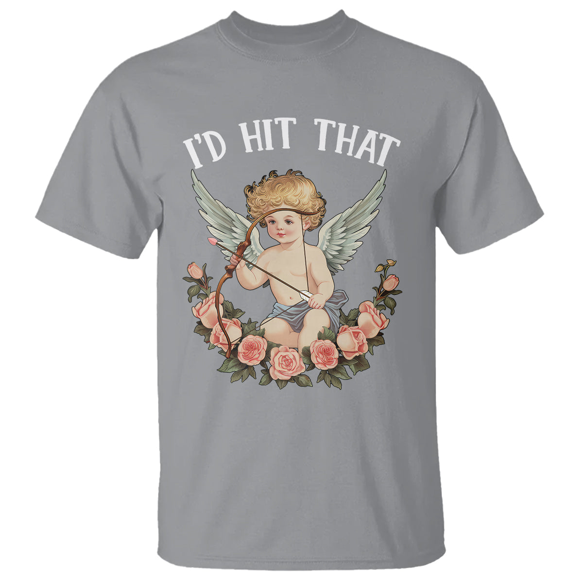 Valentine's Day T Shirt I'd Hit That Cupid Vintage Art Rose - Wonder Print Shop