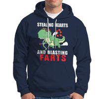Valentine's Day Hoodie Cute Dinosaur Cupid Stealing Hearts And Blasting Farts - Wonder Print Shop