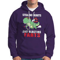 Valentine's Day Hoodie Cute Dinosaur Cupid Stealing Hearts And Blasting Farts - Wonder Print Shop