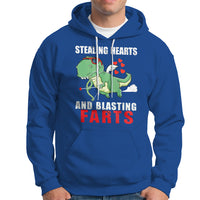 Valentine's Day Hoodie Cute Dinosaur Cupid Stealing Hearts And Blasting Farts - Wonder Print Shop