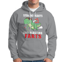 Valentine's Day Hoodie Cute Dinosaur Cupid Stealing Hearts And Blasting Farts - Wonder Print Shop