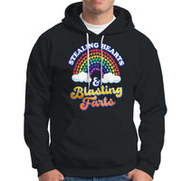Valentine's Day Hoodie Stealing Hearts And Blasting Fart Funny Rainbow Heart - Wonder Print Shop
