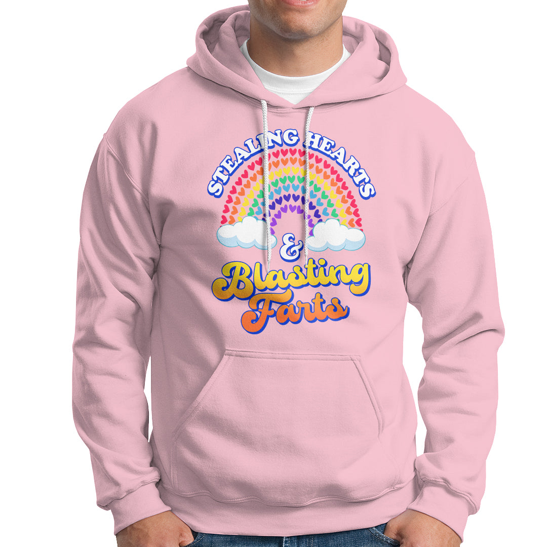 Valentine's Day Hoodie Stealing Hearts And Blasting Fart Funny Rainbow Heart - Wonder Print Shop