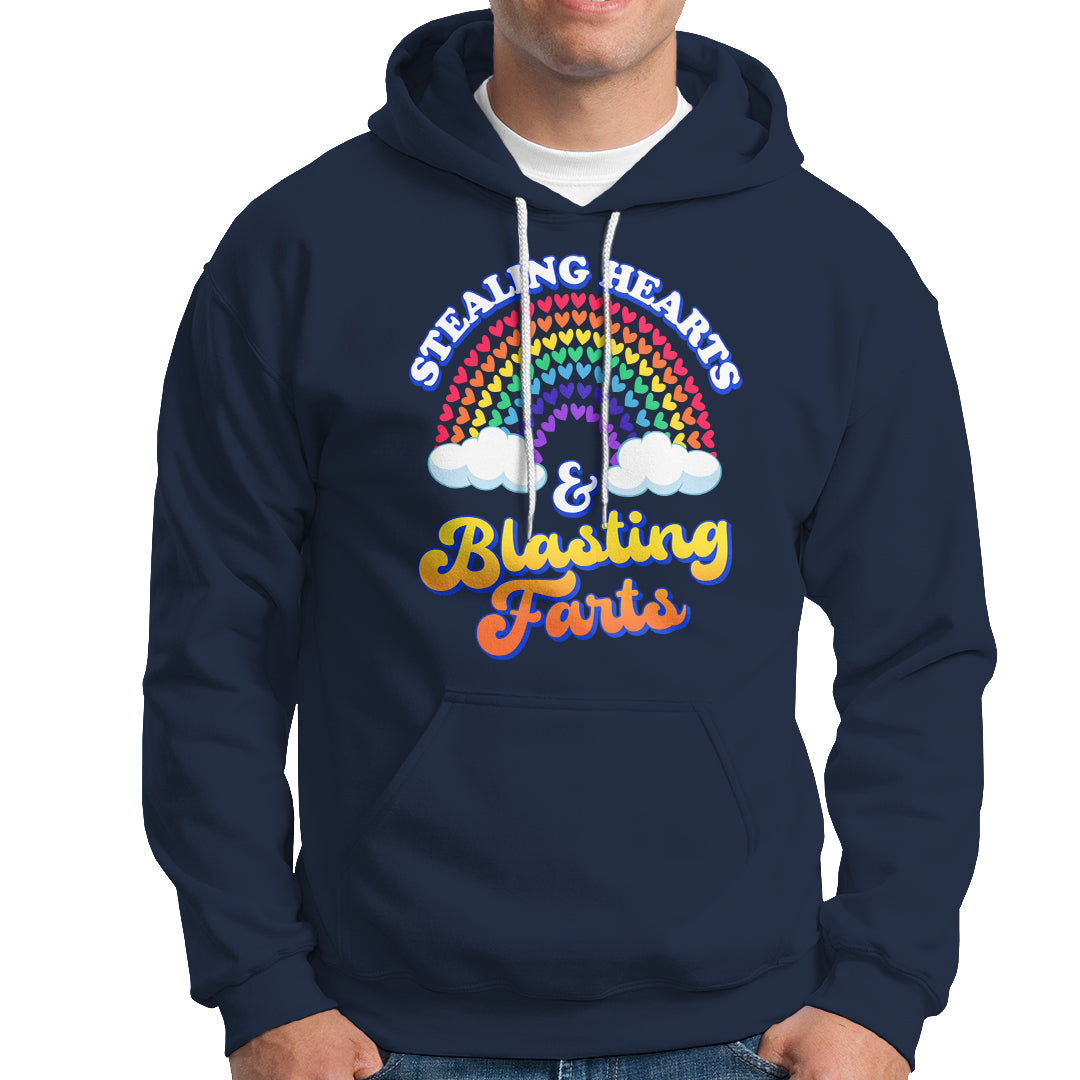Valentine's Day Hoodie Stealing Hearts And Blasting Fart Funny Rainbow Heart - Wonder Print Shop