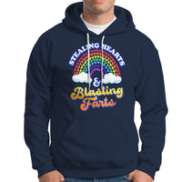 Valentine's Day Hoodie Stealing Hearts And Blasting Fart Funny Rainbow Heart - Wonder Print Shop