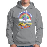 Valentine's Day Hoodie Stealing Hearts And Blasting Fart Funny Rainbow Heart - Wonder Print Shop