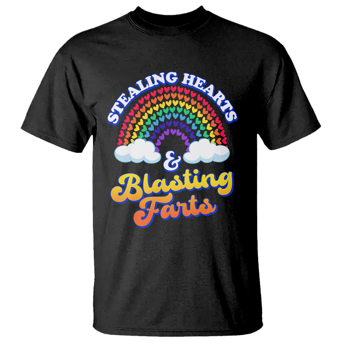 Valentine's Day T Shirt Stealing Hearts And Blasting Fart Funny Rainbow Heart - Wonder Print Shop