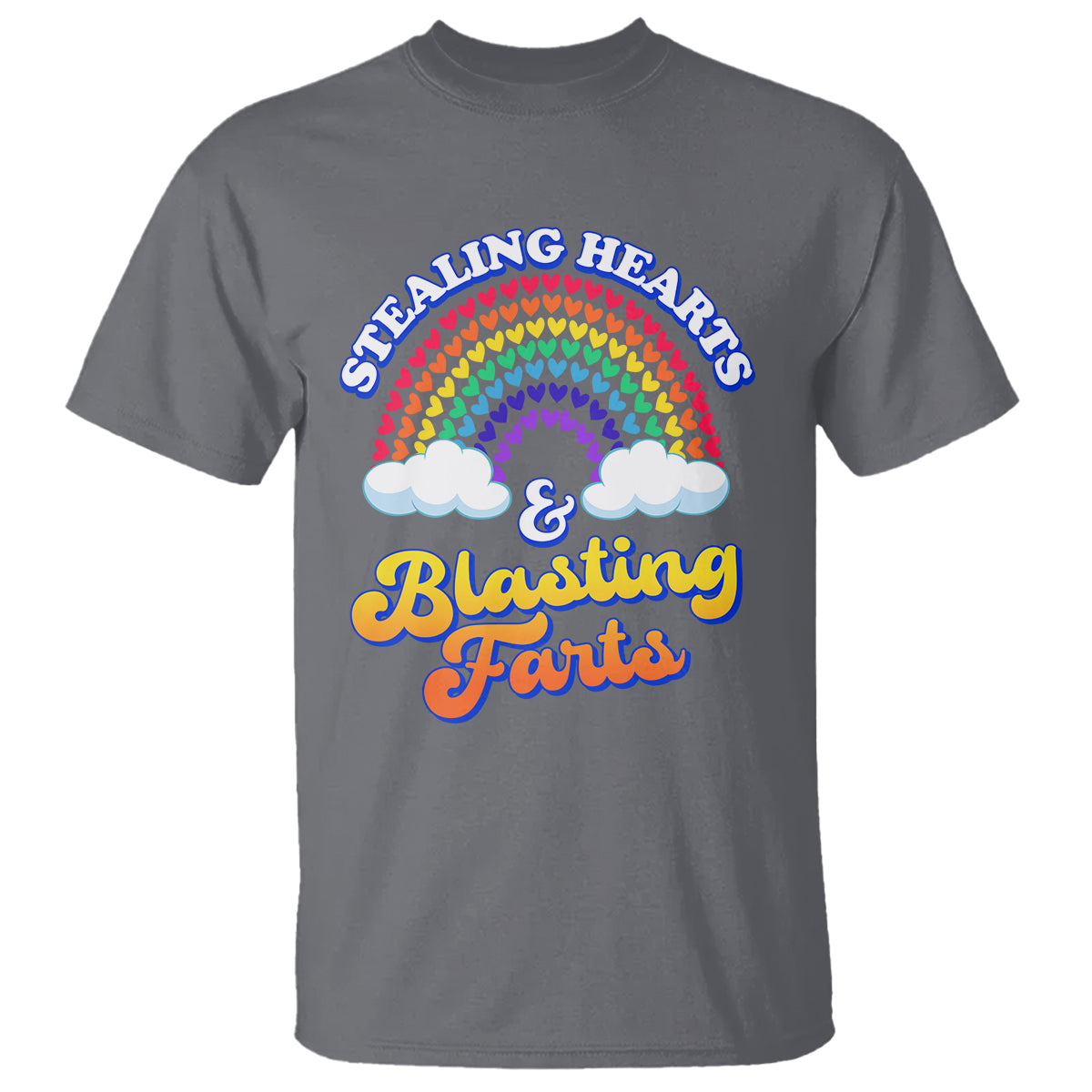 Valentine's Day T Shirt Stealing Hearts And Blasting Fart Funny Rainbow Heart - Wonder Print Shop