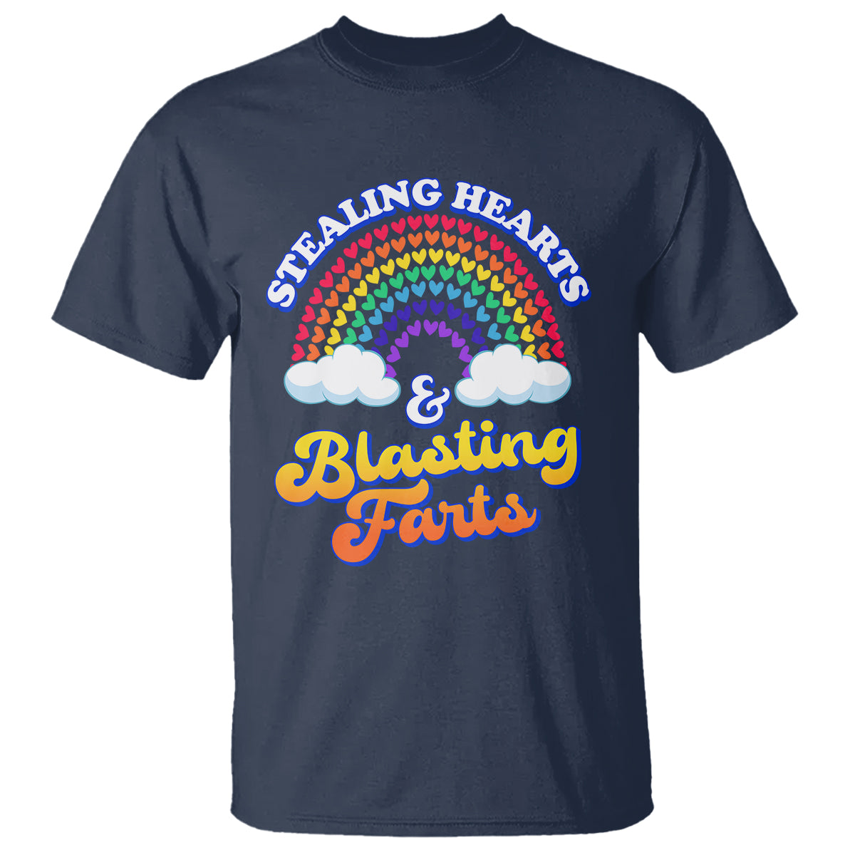 Valentine's Day T Shirt Stealing Hearts And Blasting Fart Funny Rainbow Heart - Wonder Print Shop