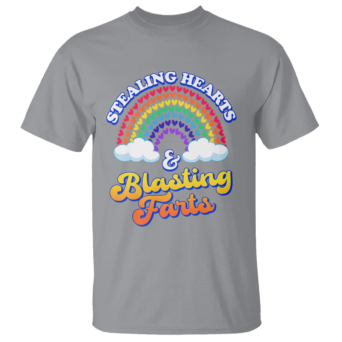 Valentine's Day T Shirt Stealing Hearts And Blasting Fart Funny Rainbow Heart - Wonder Print Shop