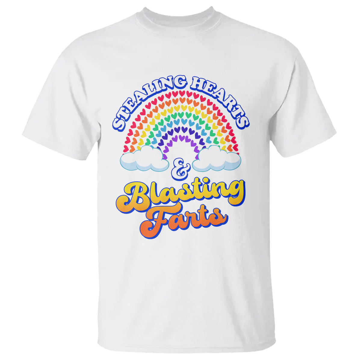 Valentine's Day T Shirt Stealing Hearts And Blasting Fart Funny Rainbow Heart - Wonder Print Shop