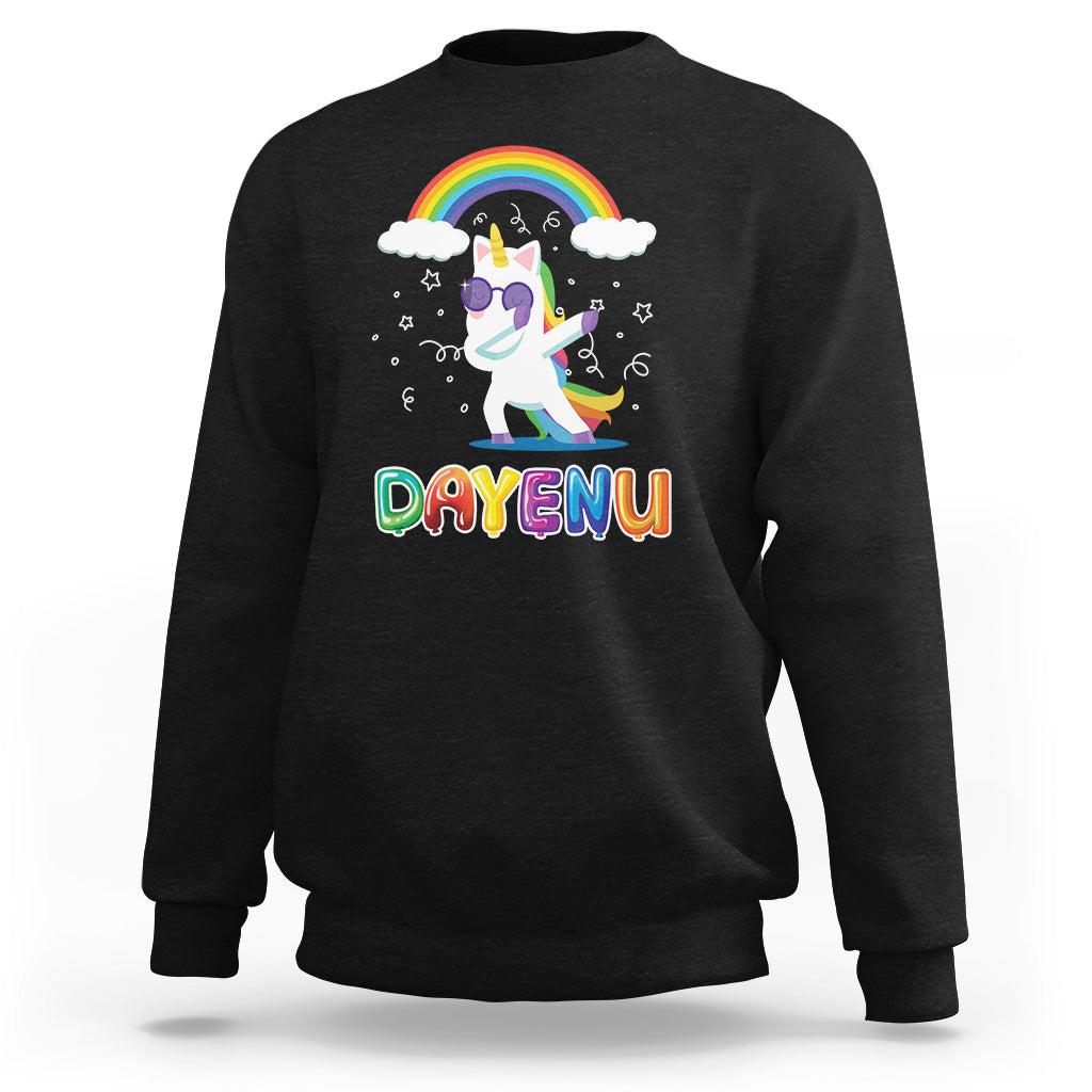 Passover Sweatshirt Cute Unicorn Dayenu For Jewish Kids Boys Girls - Wonder Print Shop