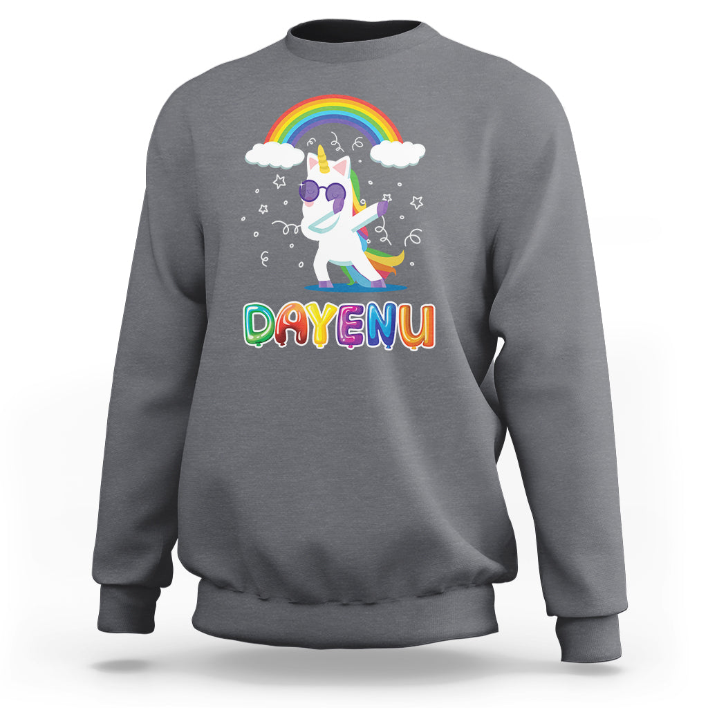 Passover Sweatshirt Cute Unicorn Dayenu For Jewish Kids Boys Girls - Wonder Print Shop