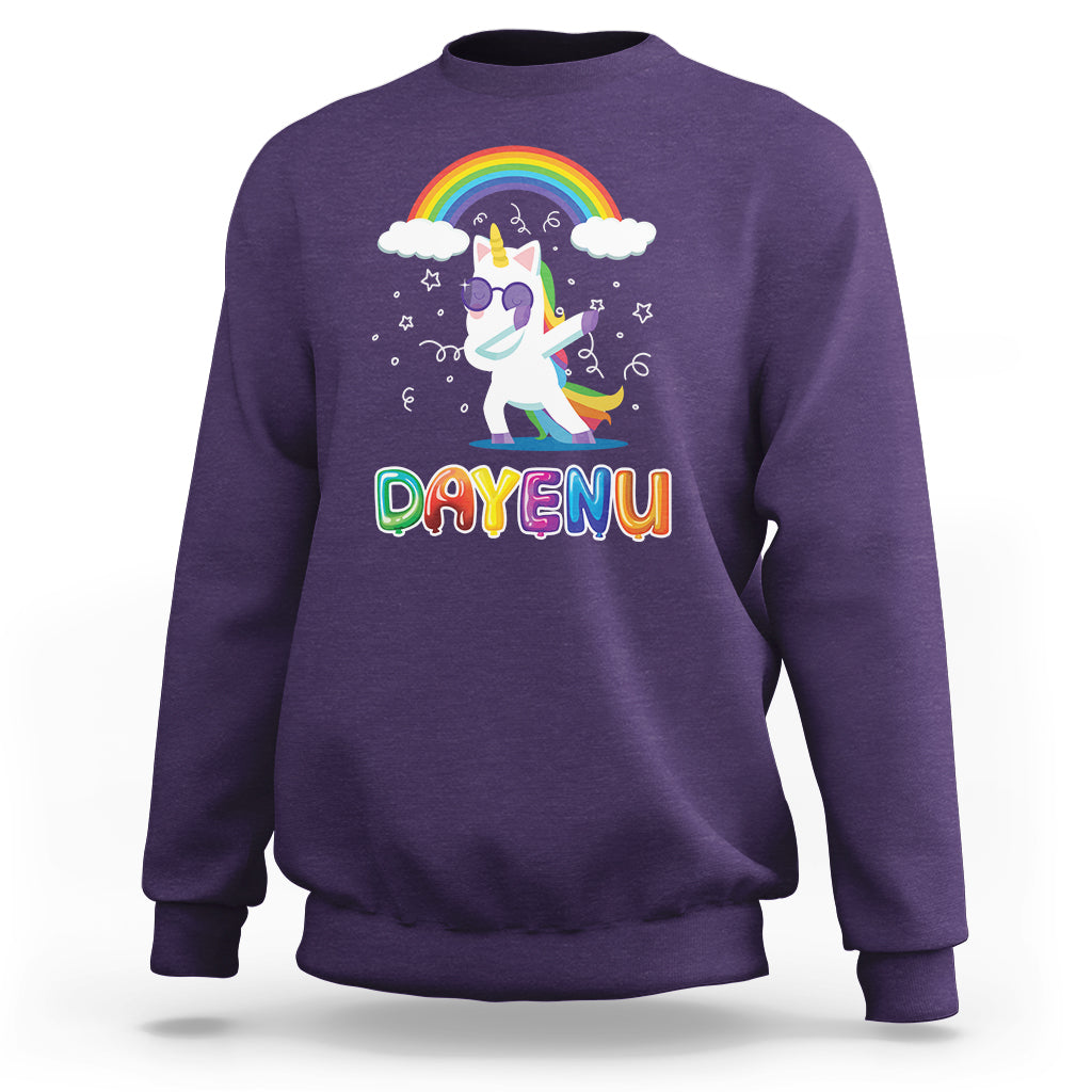 Passover Sweatshirt Cute Unicorn Dayenu For Jewish Kids Boys Girls - Wonder Print Shop