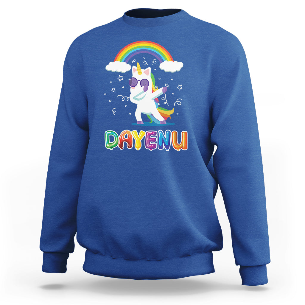 Passover Sweatshirt Cute Unicorn Dayenu For Jewish Kids Boys Girls - Wonder Print Shop
