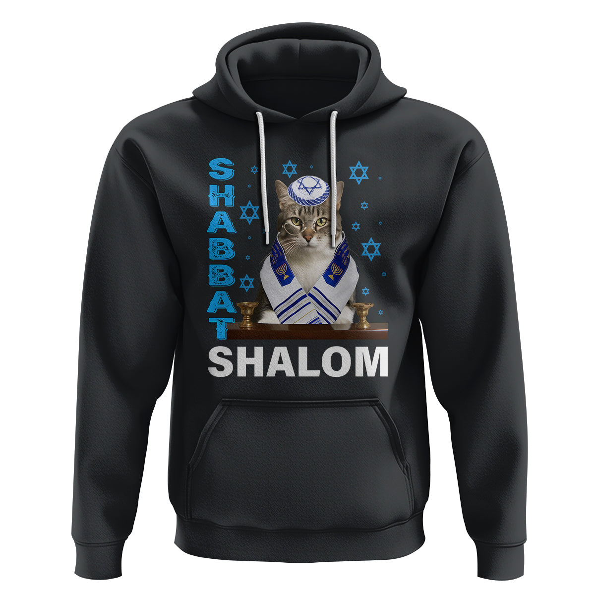 Passover Cat Lover Hoodie Shabbat Shalom Cute Jewish Cat - Wonder Print Shop