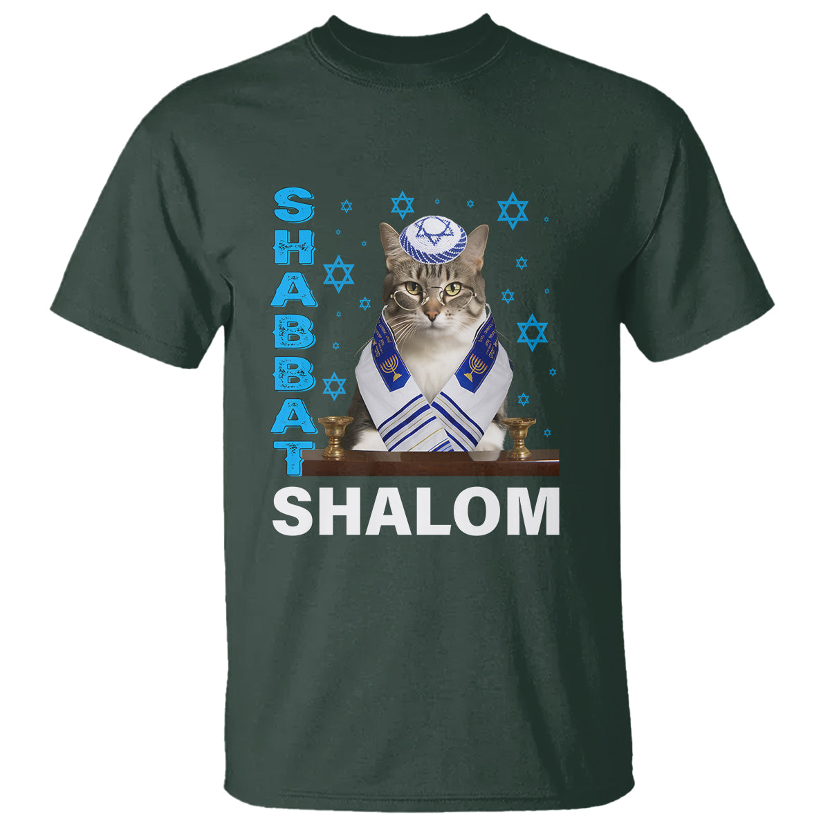 Passover Cat Lover T Shirt Shabbat Shalom Cute Jewish Cat - Wonder Print Shop