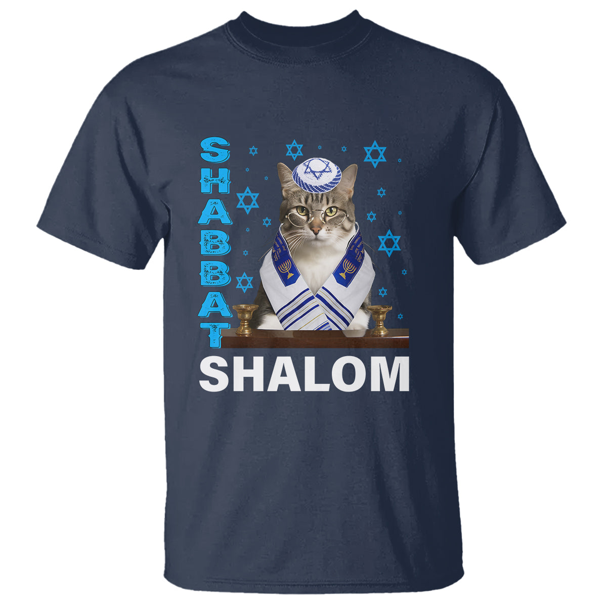 Passover Cat Lover T Shirt Shabbat Shalom Cute Jewish Cat - Wonder Print Shop