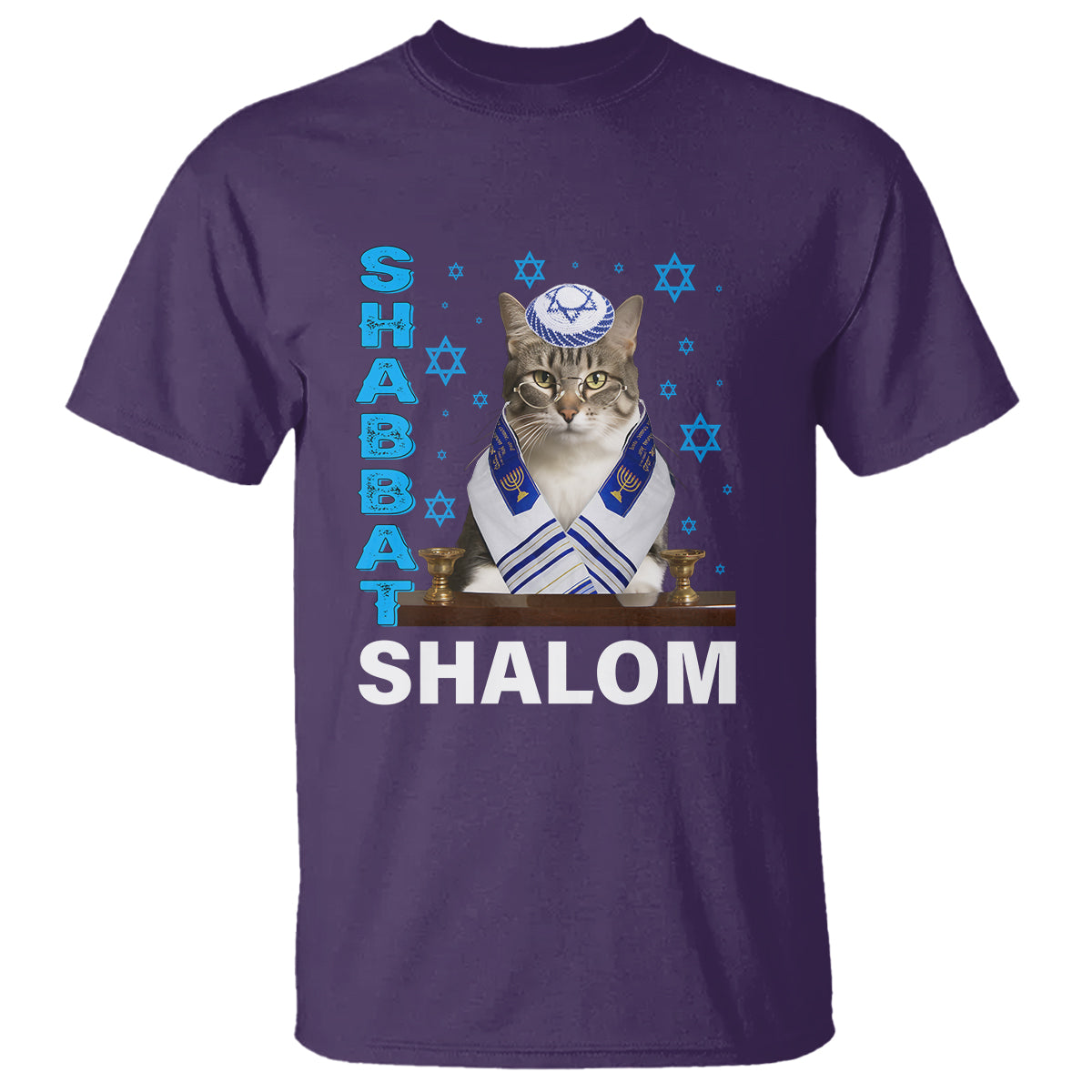 Passover Cat Lover T Shirt Shabbat Shalom Cute Jewish Cat - Wonder Print Shop