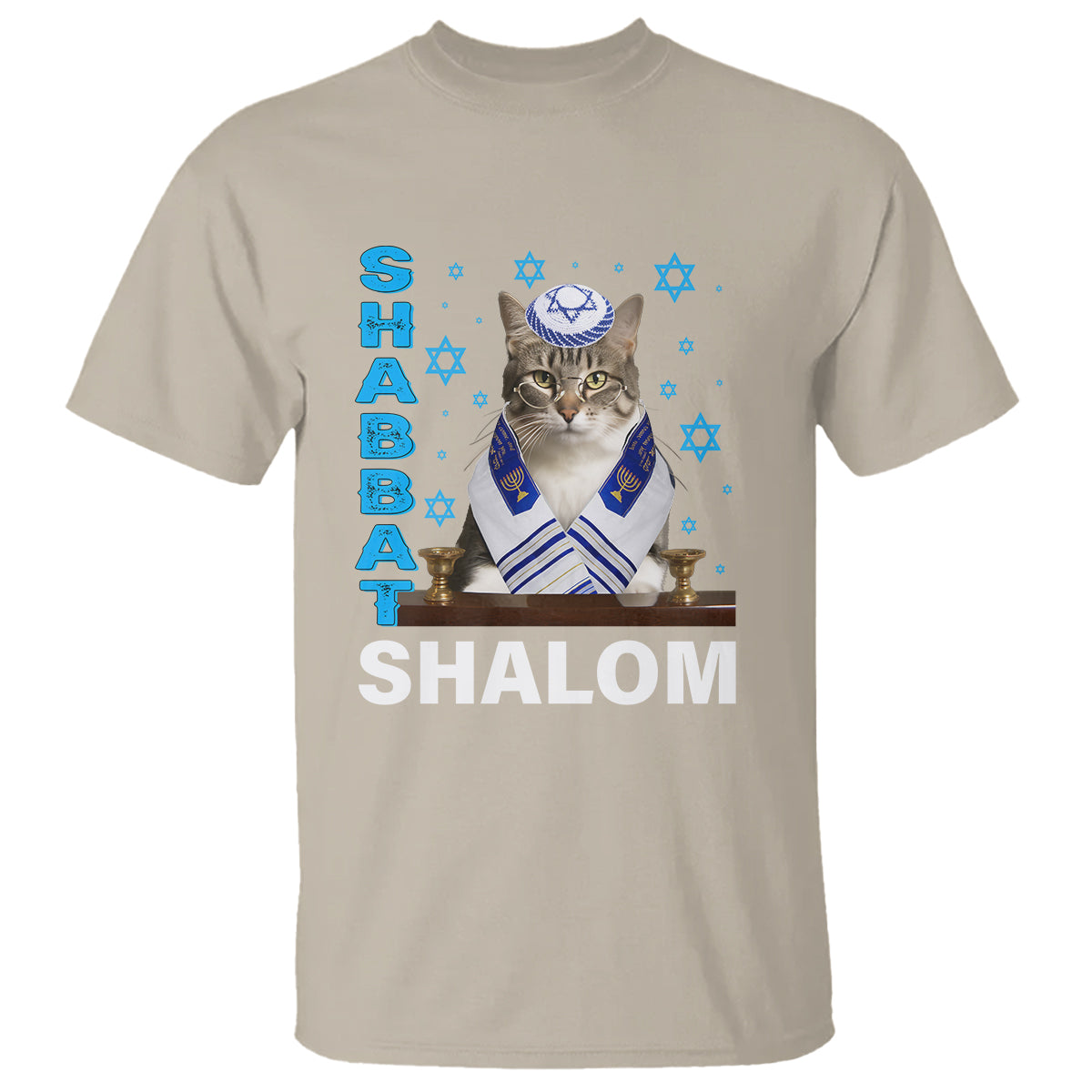 Passover Cat Lover T Shirt Shabbat Shalom Cute Jewish Cat - Wonder Print Shop